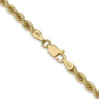 10K Yellow Gold 28" 3.65mm Regular Rope Chain Necklace - Handcrafted and Polished with Lobster Clasp