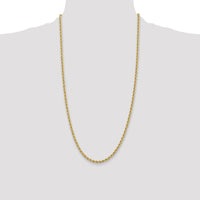 10K Yellow Gold 28" 3.65mm Regular Rope Chain Necklace - Handcrafted and Polished with Lobster Clasp