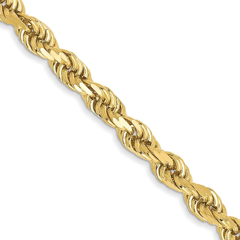 10K Yellow Gold 28" 3mm Diamond-Cut Rope Chain Necklace - Solid Polished Finish