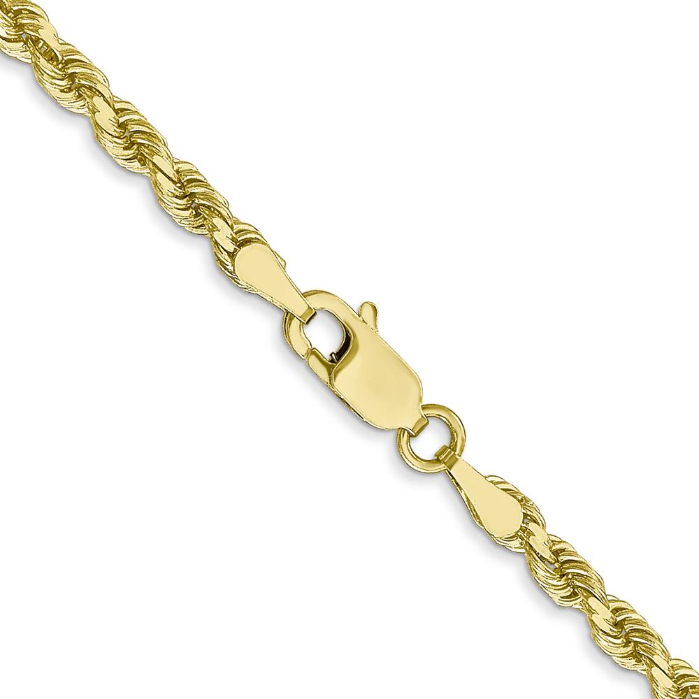 10K Yellow Gold 28" 3mm Diamond-Cut Rope Chain Necklace - Solid Polished Finish