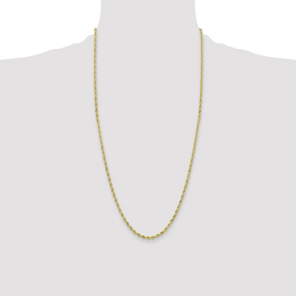 10K Yellow Gold 28" 3mm Rope Chain with Lobster Clasp
