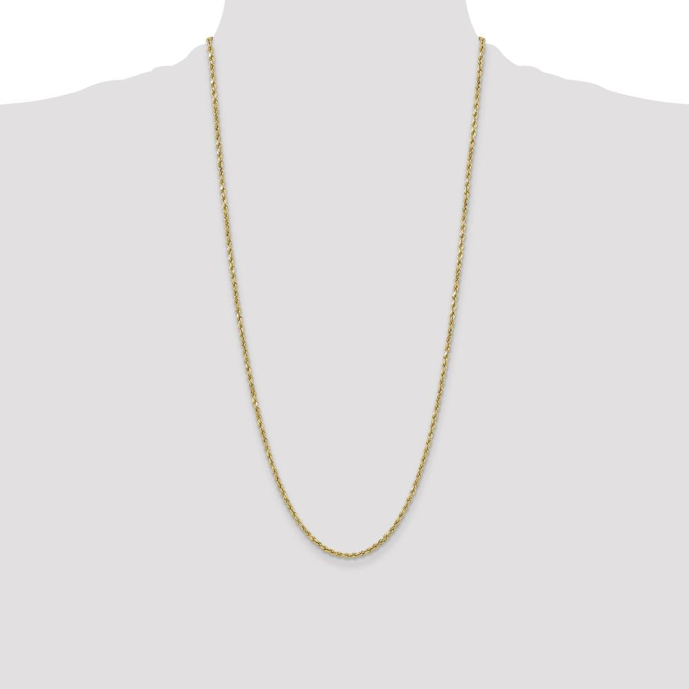 10K Yellow Gold 28" 3mm Semi-Solid Diamond-Cut Rope Chain