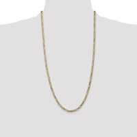 10K Yellow Gold 28" 4mm Flat Figaro Chain Necklace - Polished Finish with Lobster Clasp