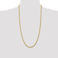 10K Yellow Gold 28" 4mm Rope Chain Necklace - Handmade, Polished Finish