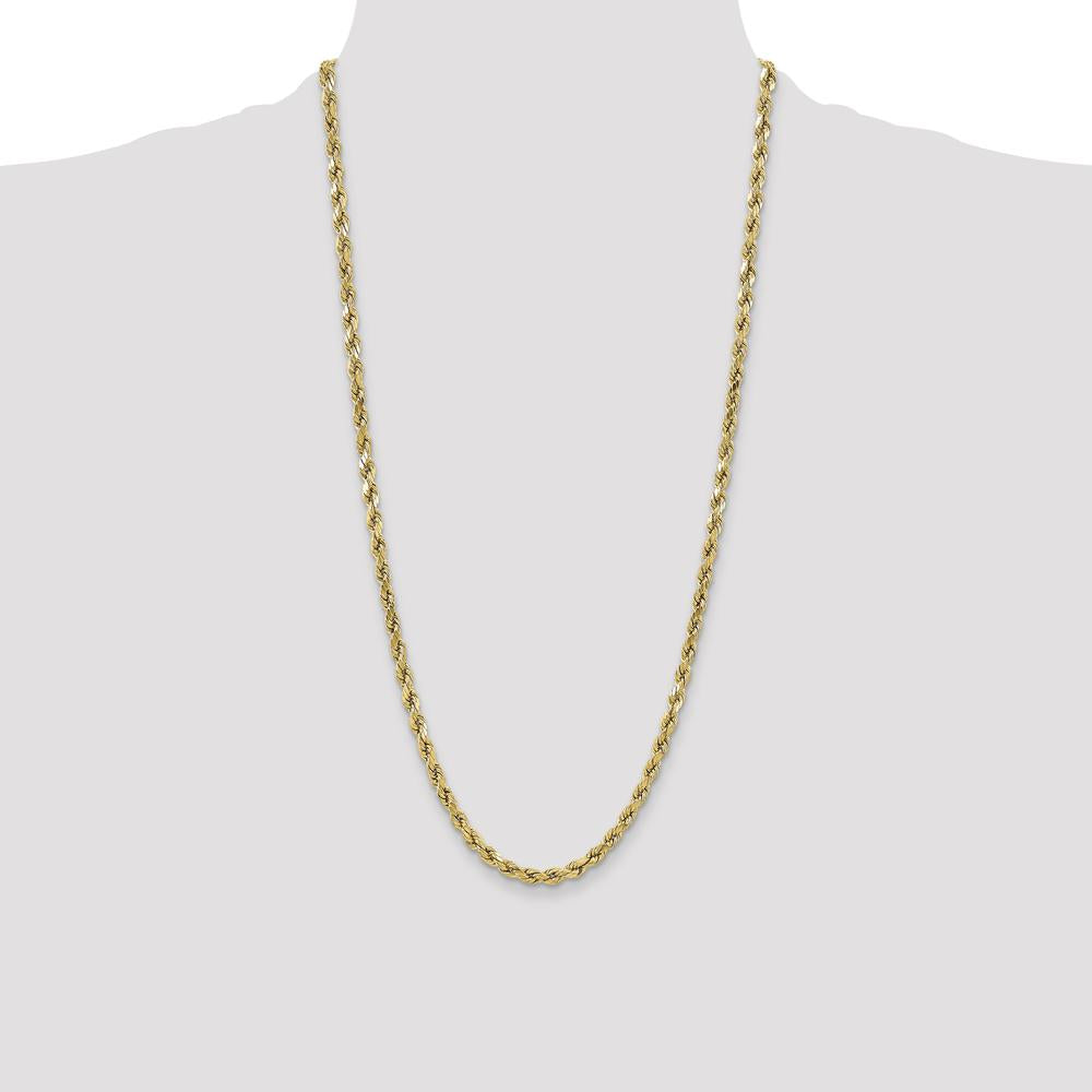10K Yellow Gold 28" 5.5mm Semi-Solid Diamond-Cut Rope Chain Necklace
