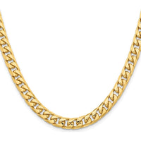 10K Yellow Gold 28" 6.75mm Solid Miami Cuban Chain with Lobster Clasp