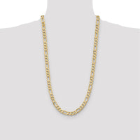 10K Yellow Gold 28" 7.5mm Flat Figaro Chain Necklace with Lobster Clasp