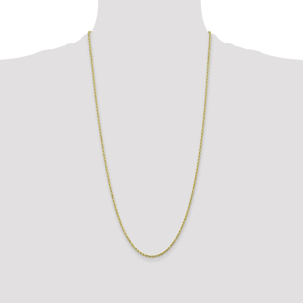 10K Yellow Gold 28" Diamond-Cut Rope Chain Necklace - 2mm Width