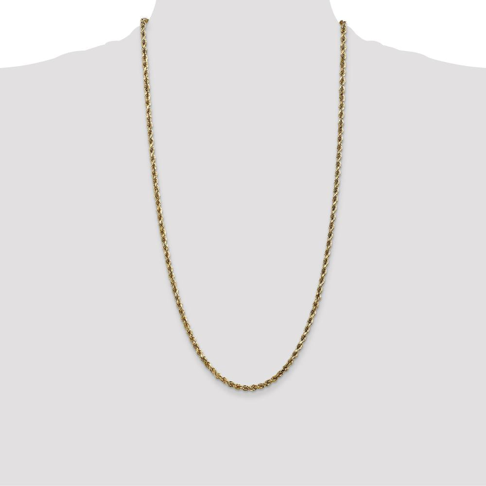 10K Yellow Gold 28" Diamond-Cut Rope Chain Necklace - 3.5mm Width