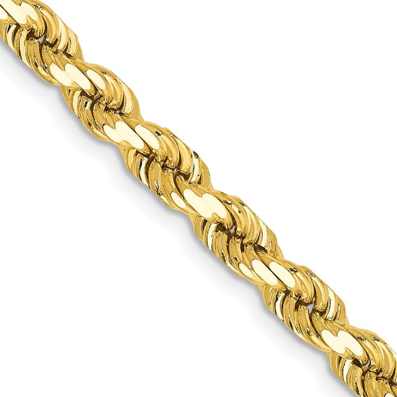 10K Yellow Gold 28" Diamond-Cut Rope Necklace - 4.5mm Width