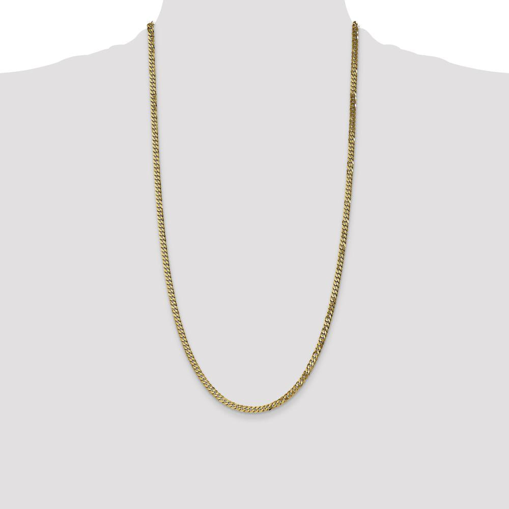 10K Yellow Gold 28" Flat Beveled Curb Chain - 3.9mm Width