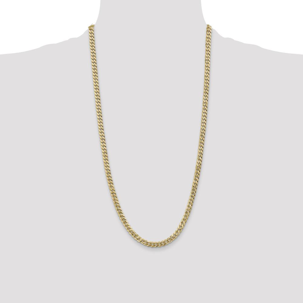 10K Yellow Gold 28" Flat Beveled Curb Chain Necklace - 5.75mm Width