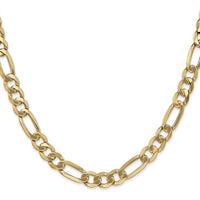 10K Yellow Gold 28" Flat Figaro Chain - 7mm Width