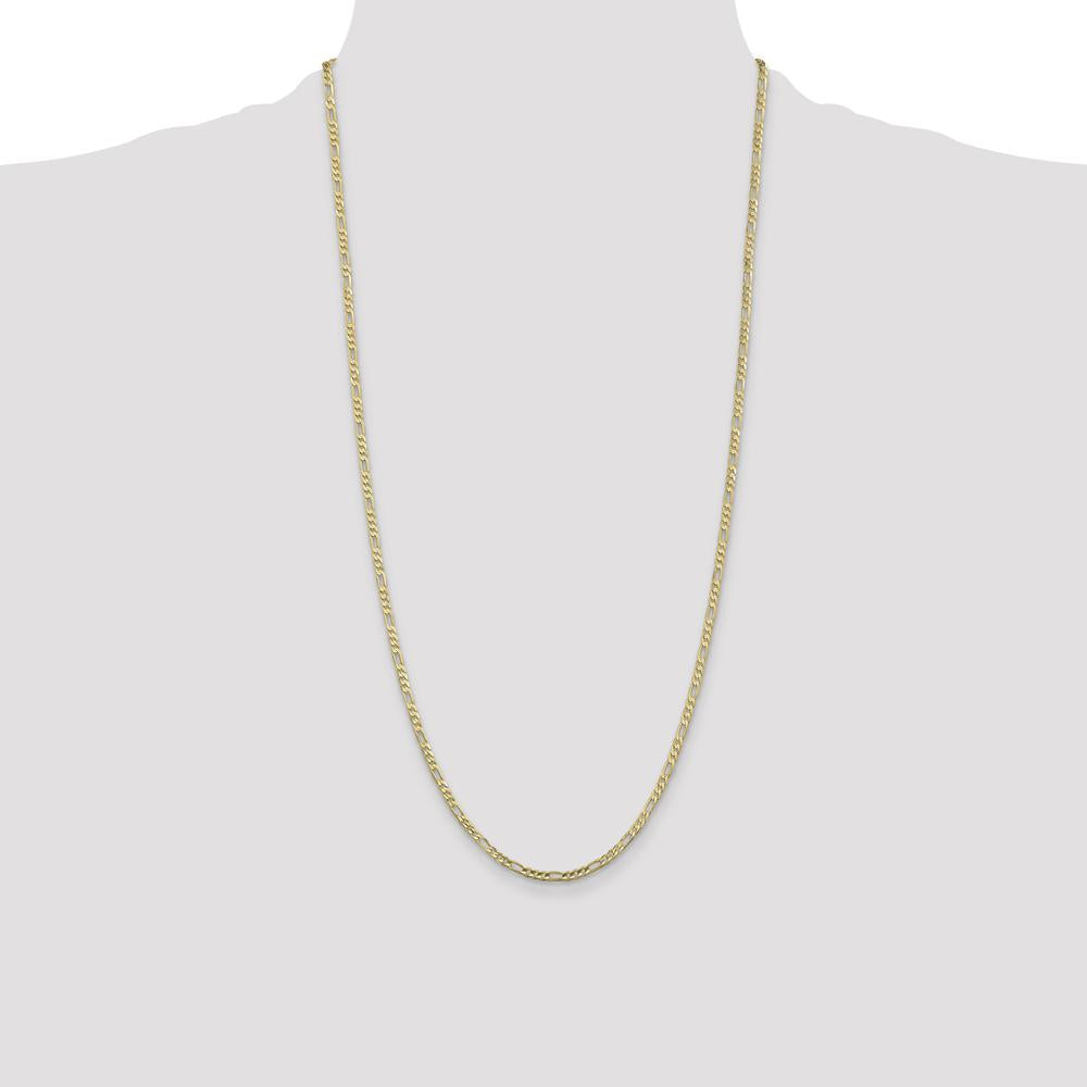 10K Yellow Gold 28" Flat Figaro Chain Necklace - 3mm Width