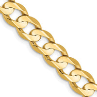 10K Yellow Gold 28" Open Concave Curb Chain - 6.75mm Wide