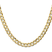 10K Yellow Gold 28" Open Concave Curb Chain - 6.75mm Wide