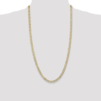 10K Yellow Gold 28" Open Concave Curb Chain Necklace - 5.25mm Width