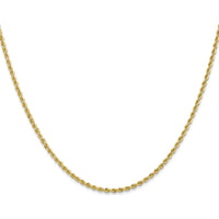 10K Yellow Gold 28" Polished Rope Chain - 2mm Width