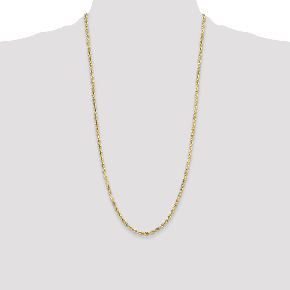 10K Yellow Gold 28" Semi-Solid 3.5mm Rope Chain Necklace