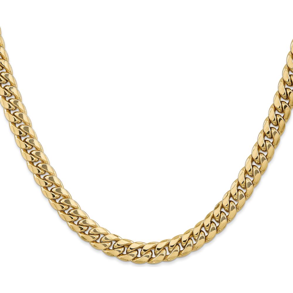 10K Yellow Gold 28" Semi-Solid Cuban Chain Necklace - 7.3mm Width