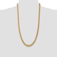 10K Yellow Gold 28" Semi-Solid Cuban Chain Necklace - 7.3mm Width