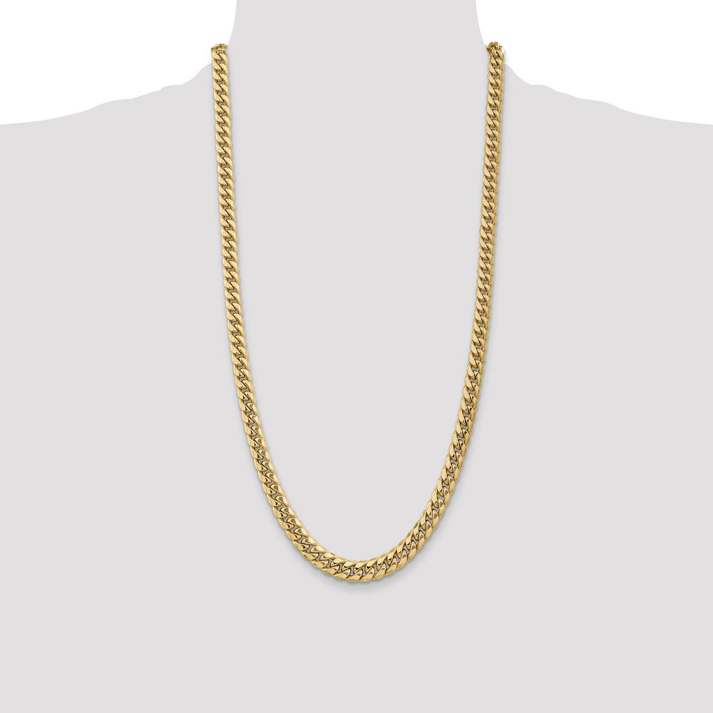 10K Yellow Gold 28" Semi-Solid Cuban Chain Necklace - 7.3mm Width