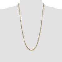 10K Yellow Gold 28" Semi-Solid Diamond-Cut Rope Chain Necklace