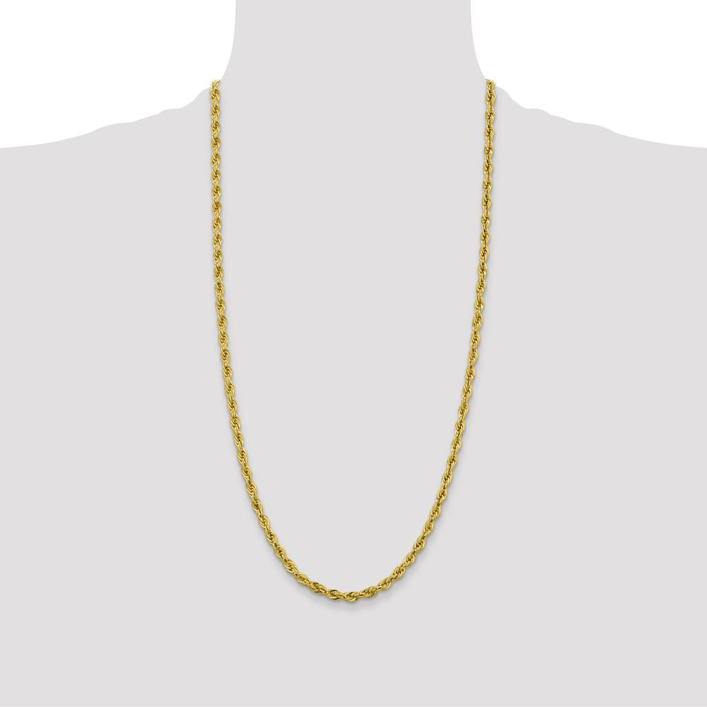 10K Yellow Gold 28" Semi-Solid Rope Chain - 4.25mm Width