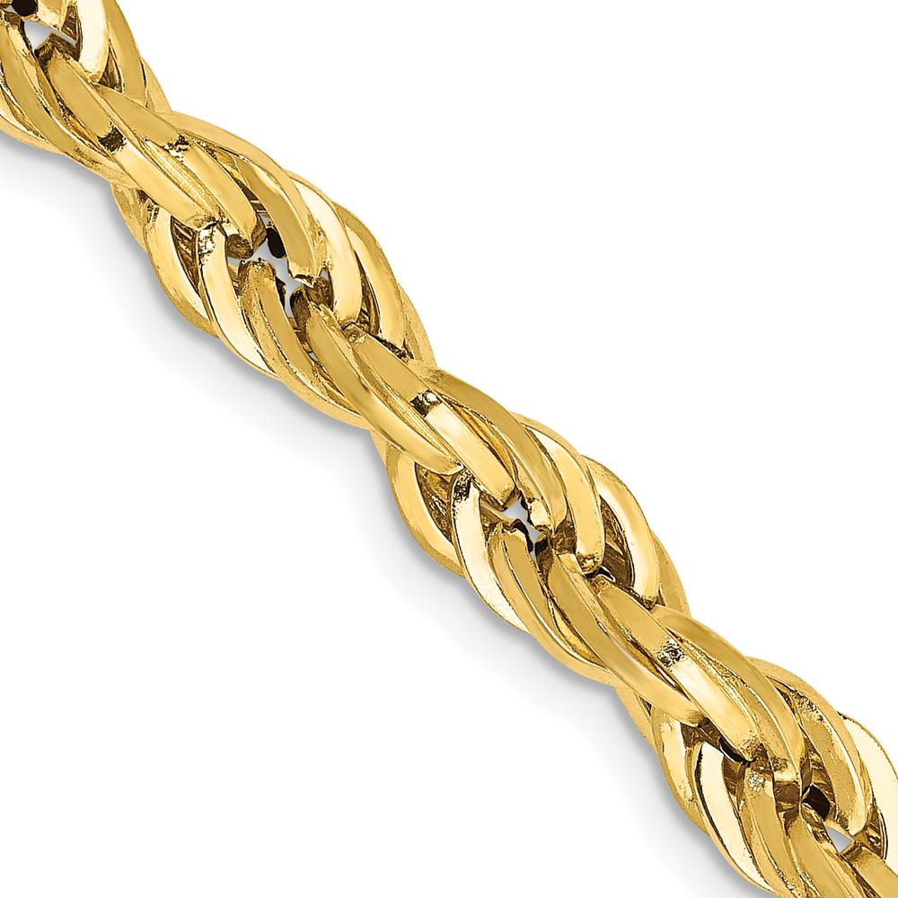 10K Yellow Gold 28" Semi-Solid Rope Chain Necklace - 5.4mm Width