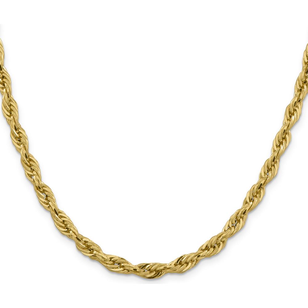 10K Yellow Gold 28" Semi-Solid Rope Chain Necklace - 5.4mm Width