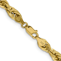10K Yellow Gold 28" Semi-Solid Rope Chain Necklace - 5.4mm Width