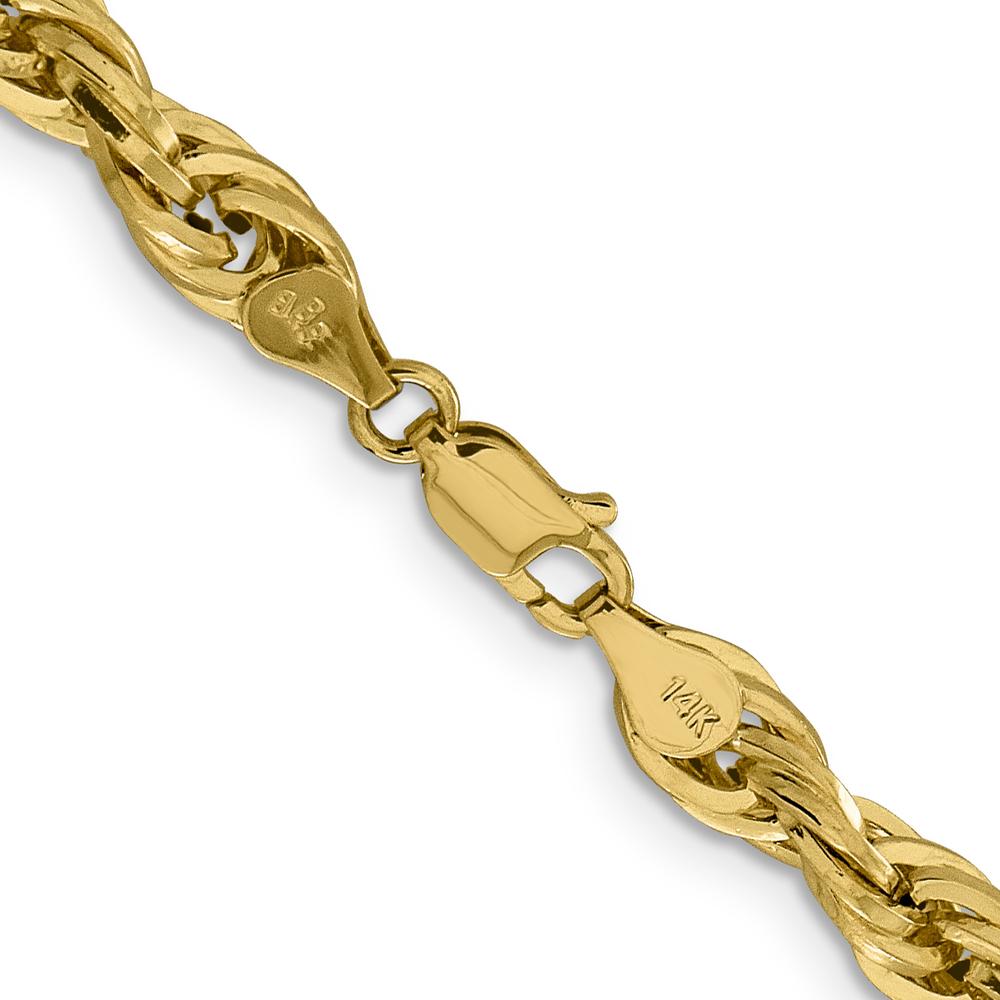 10K Yellow Gold 28" Semi-Solid Rope Chain Necklace - 5.4mm Width