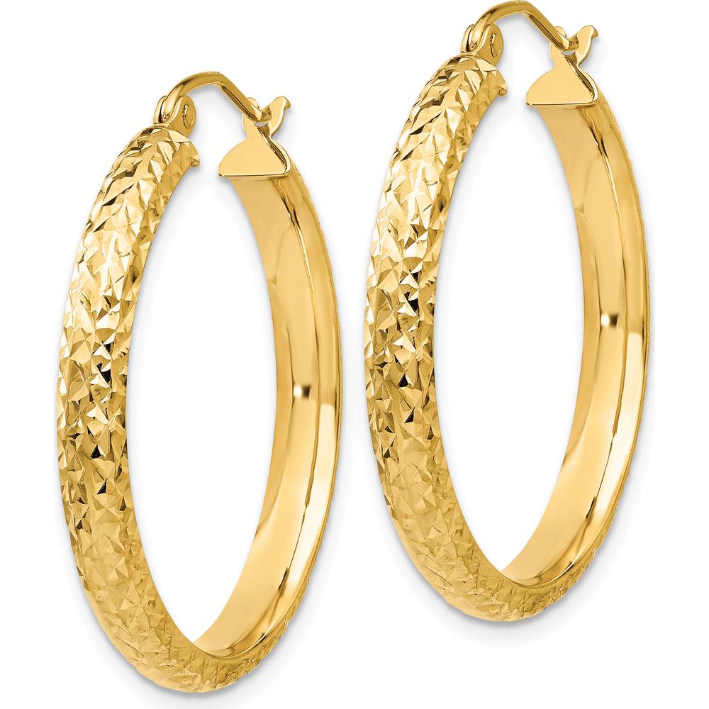 10K Yellow Gold 28mm Diamond-Cut Hollow Hoop Earrings