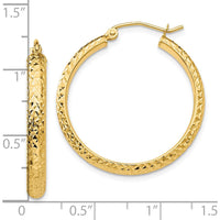 10K Yellow Gold 28mm Diamond-Cut Hollow Hoop Earrings