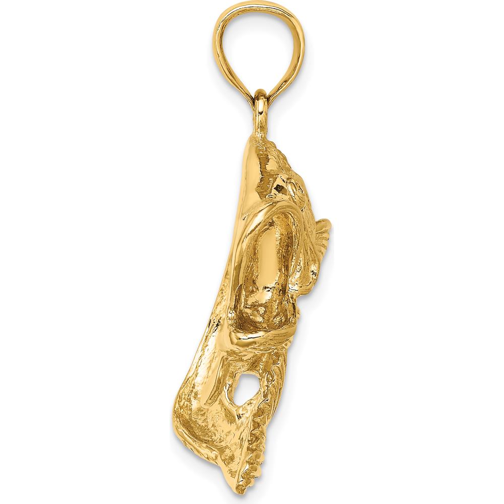 10K Yellow Gold 2D Bass Fish Jumping Pendant Charm - Textured Solid Design