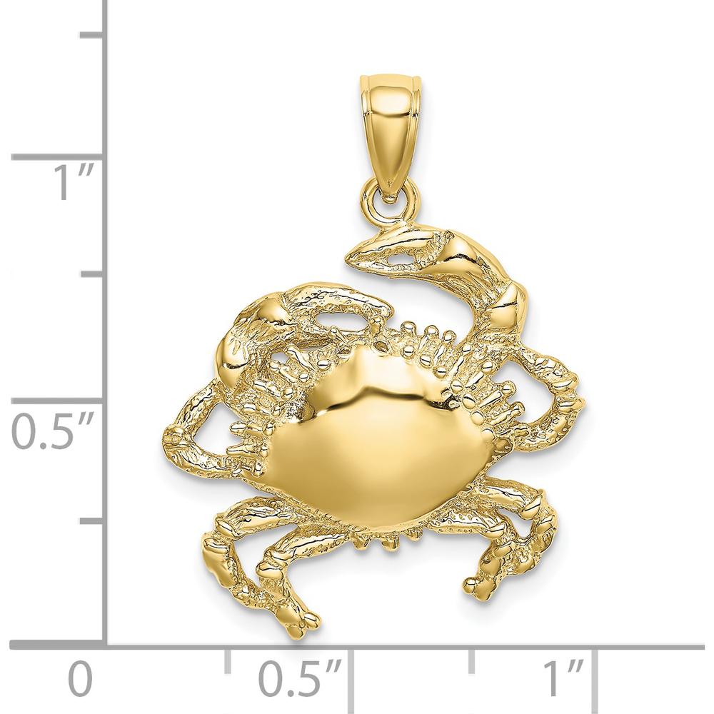 10K Yellow Gold 2D Crab Charm Pendant with Polished Finish