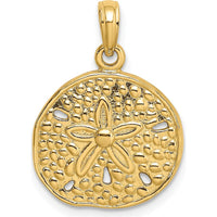10K Yellow Gold 2D Cut-Out Sand Dollar Charm Pendant
