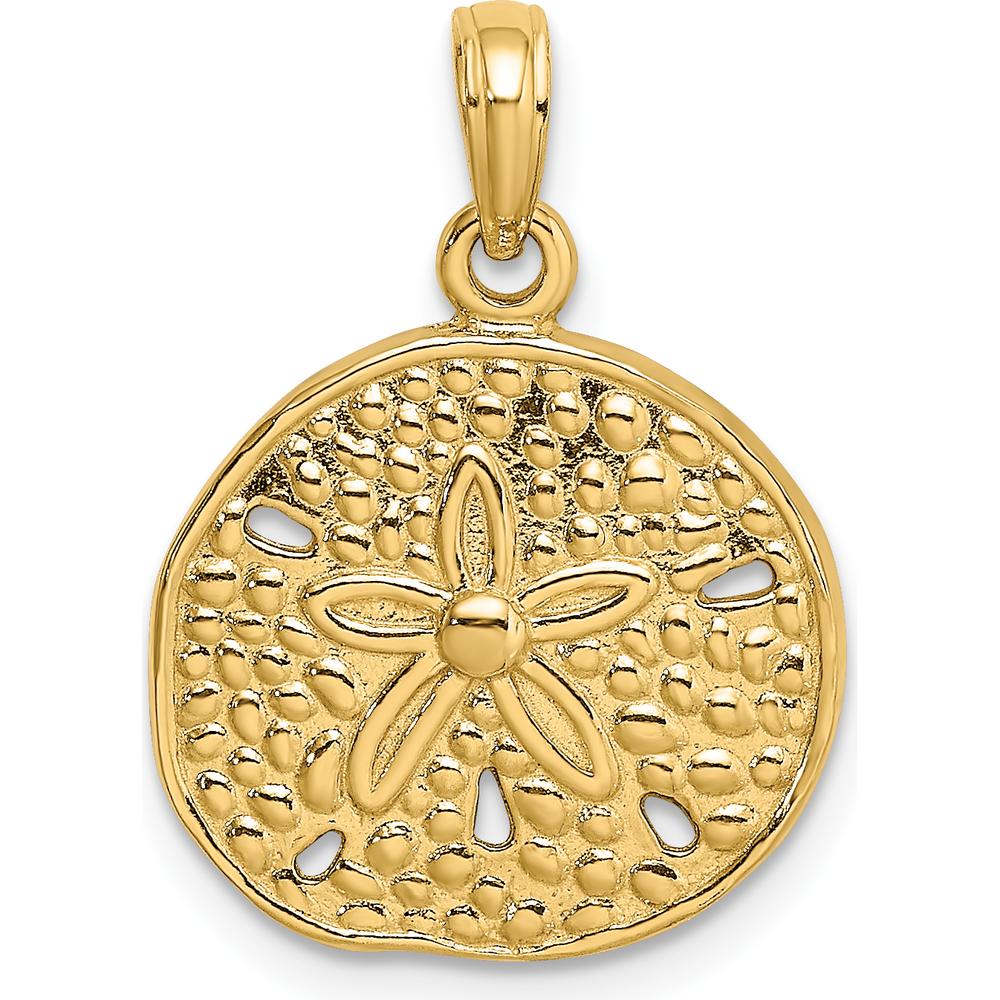 10K Yellow Gold 2D Cut-Out Sand Dollar Charm Pendant