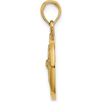 10K Yellow Gold 2D Cut-Out Sand Dollar Charm Pendant