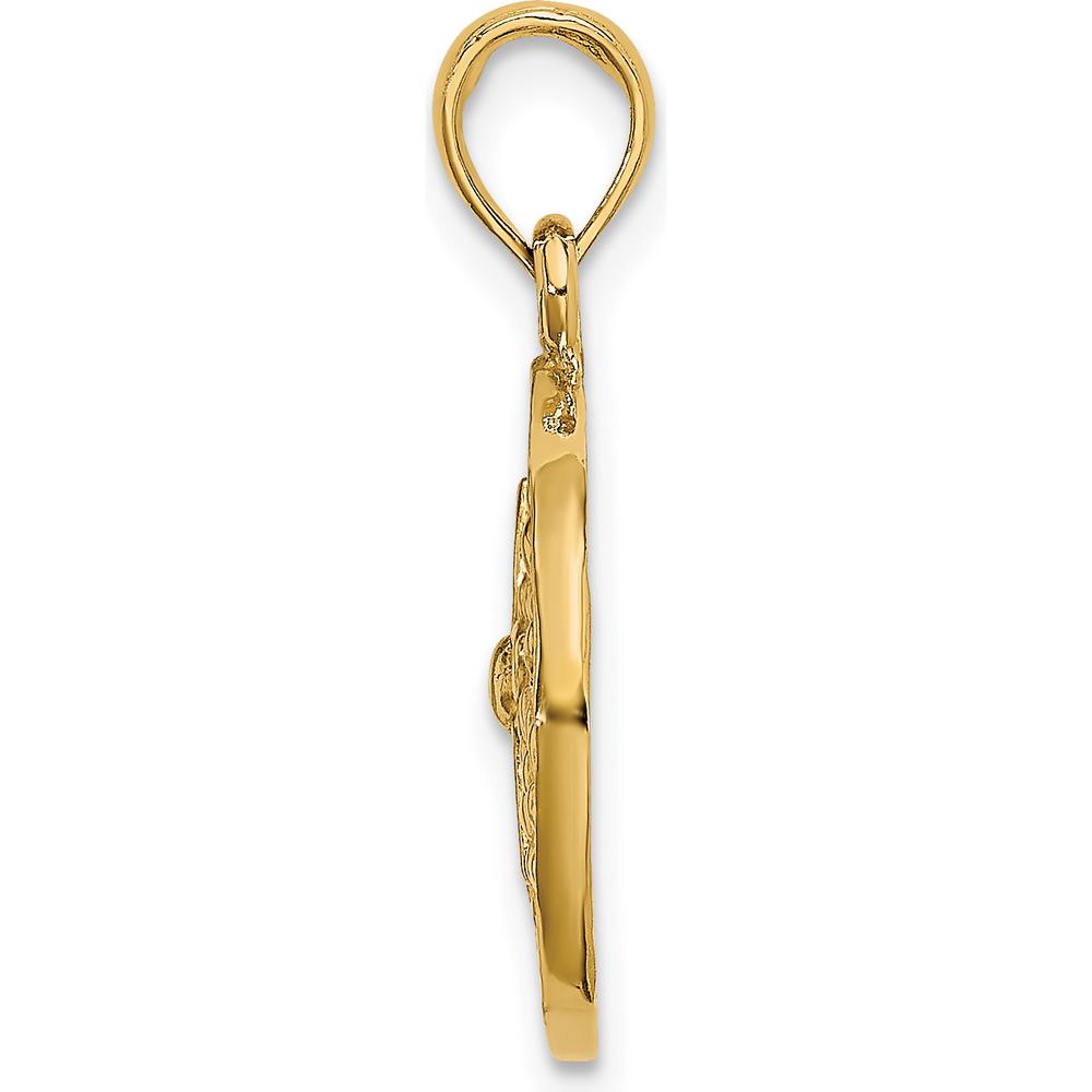 10K Yellow Gold 2D Cut-Out Sand Dollar Charm Pendant