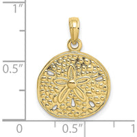 10K Yellow Gold 2D Cut-Out Sand Dollar Charm Pendant