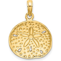 10K Yellow Gold 2D Cut-Out Sand Dollar Charm Pendant