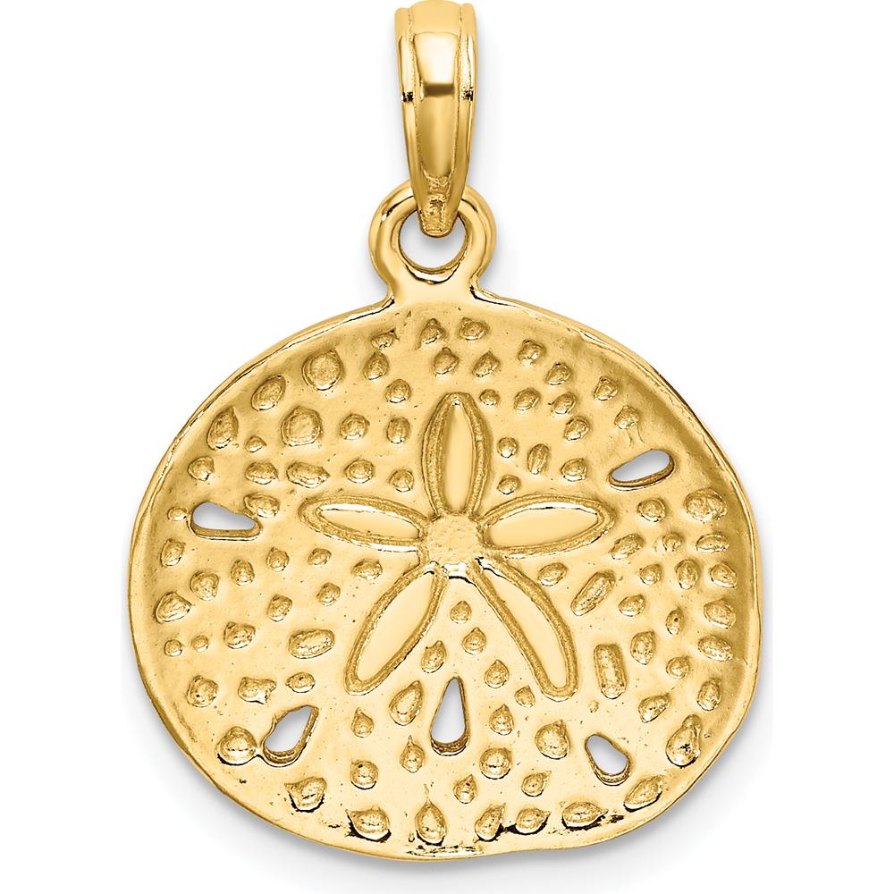 10K Yellow Gold 2D Cut-Out Sand Dollar Charm Pendant