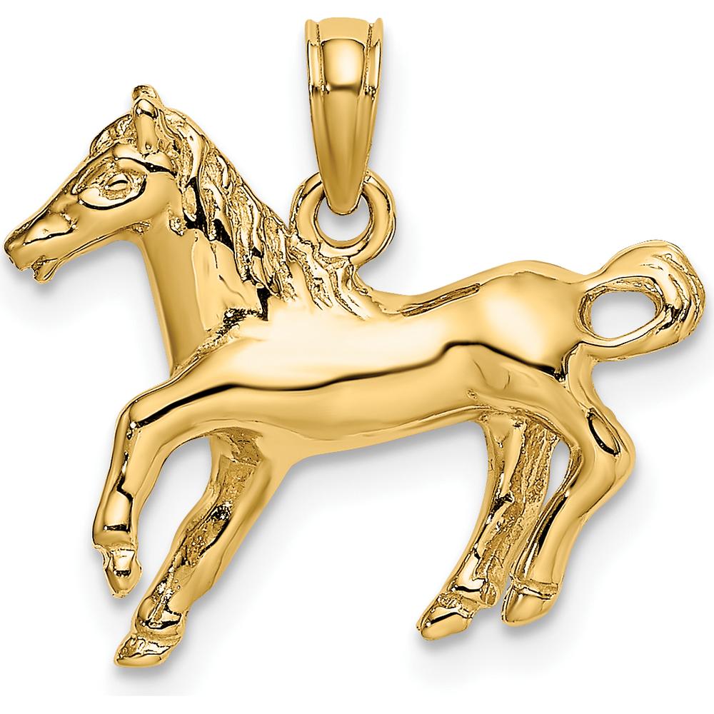 10K Yellow Gold 2D Galloping Horse Charm - Polished Finish
