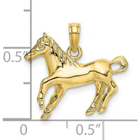 10K Yellow Gold 2D Galloping Horse Charm - Polished Finish