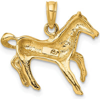 10K Yellow Gold 2D Galloping Horse Charm - Polished Finish