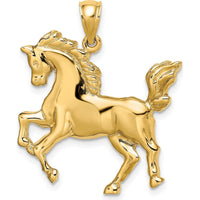 10K Yellow Gold 2D Horse Charm - Polished Finish