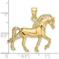 10K Yellow Gold 2D Horse Walking Charm Pendant - Polished Finish