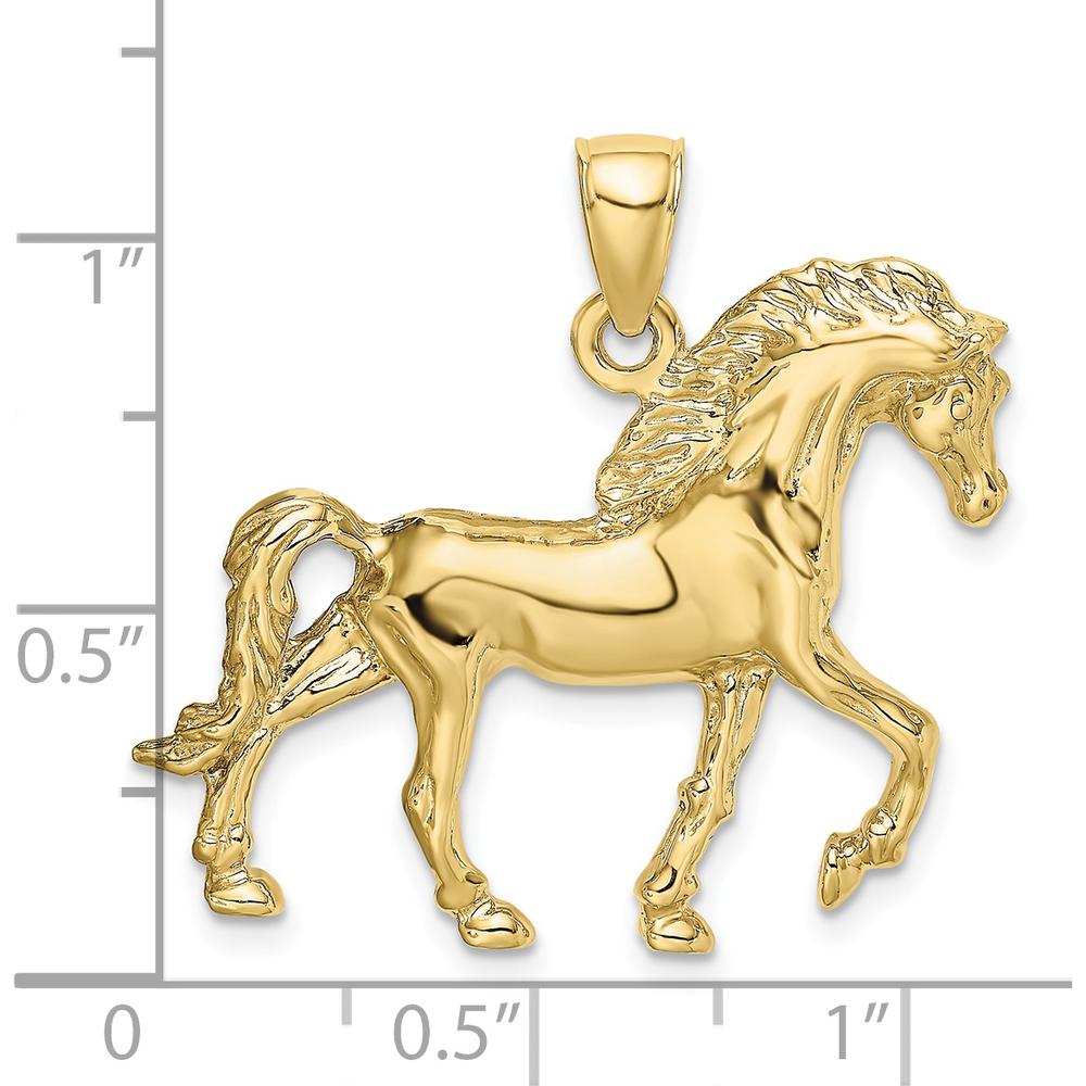 10K Yellow Gold 2D Horse Walking Charm Pendant - Polished Finish
