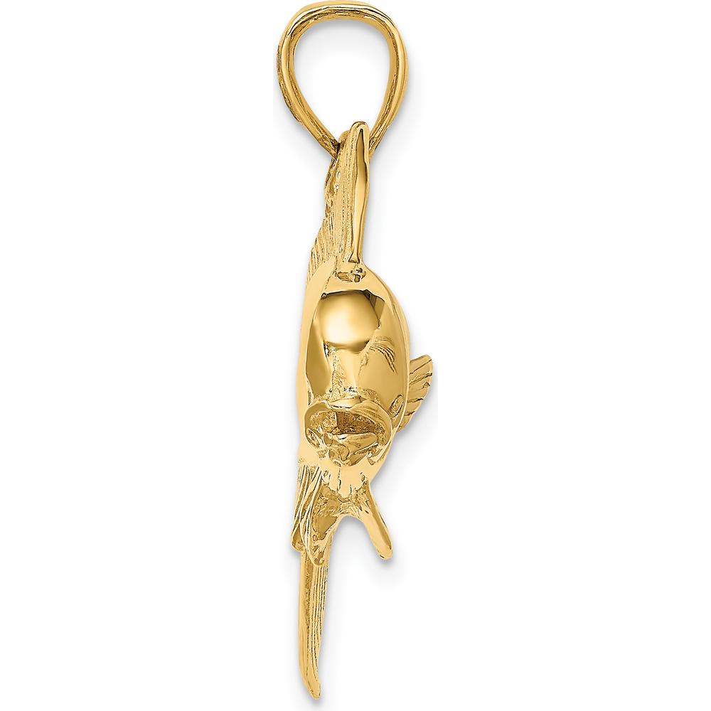 10K Yellow Gold 2D Male Dorado (Mahi-Mahi) Charm - Polished and Textured Design